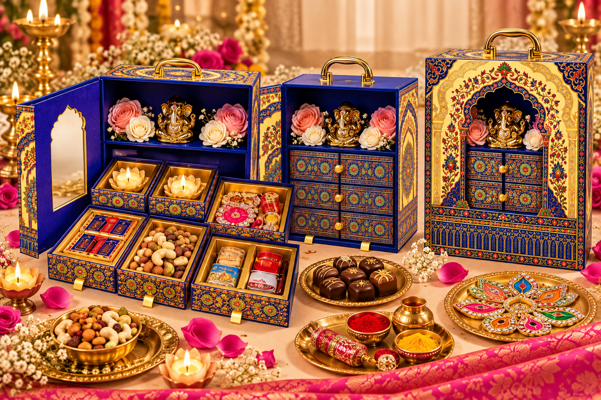 Amora Signature Diwali Gift Box – AS23 (Candles, Dry Fruits, Chocolates, Rangoli)