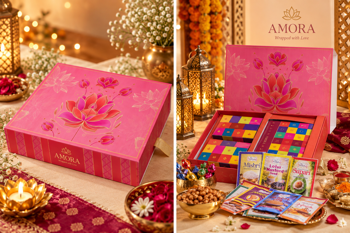 Amora Bliss Diwali Gift Hamper – AB07 (Pooja Essentials, Chocolate & Peanuts)