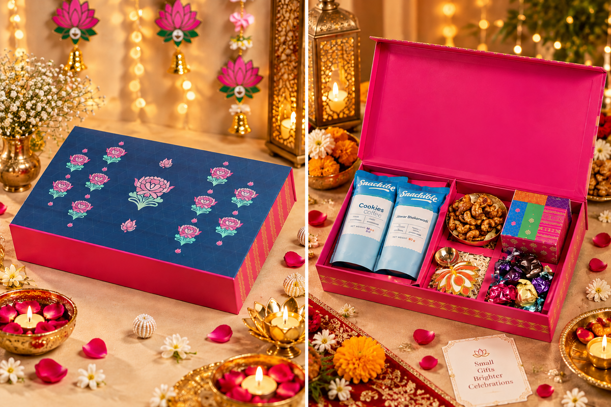Amora Royal Diwali Gift Hamper – AR03 (Door Decor, Diya & Snacks)