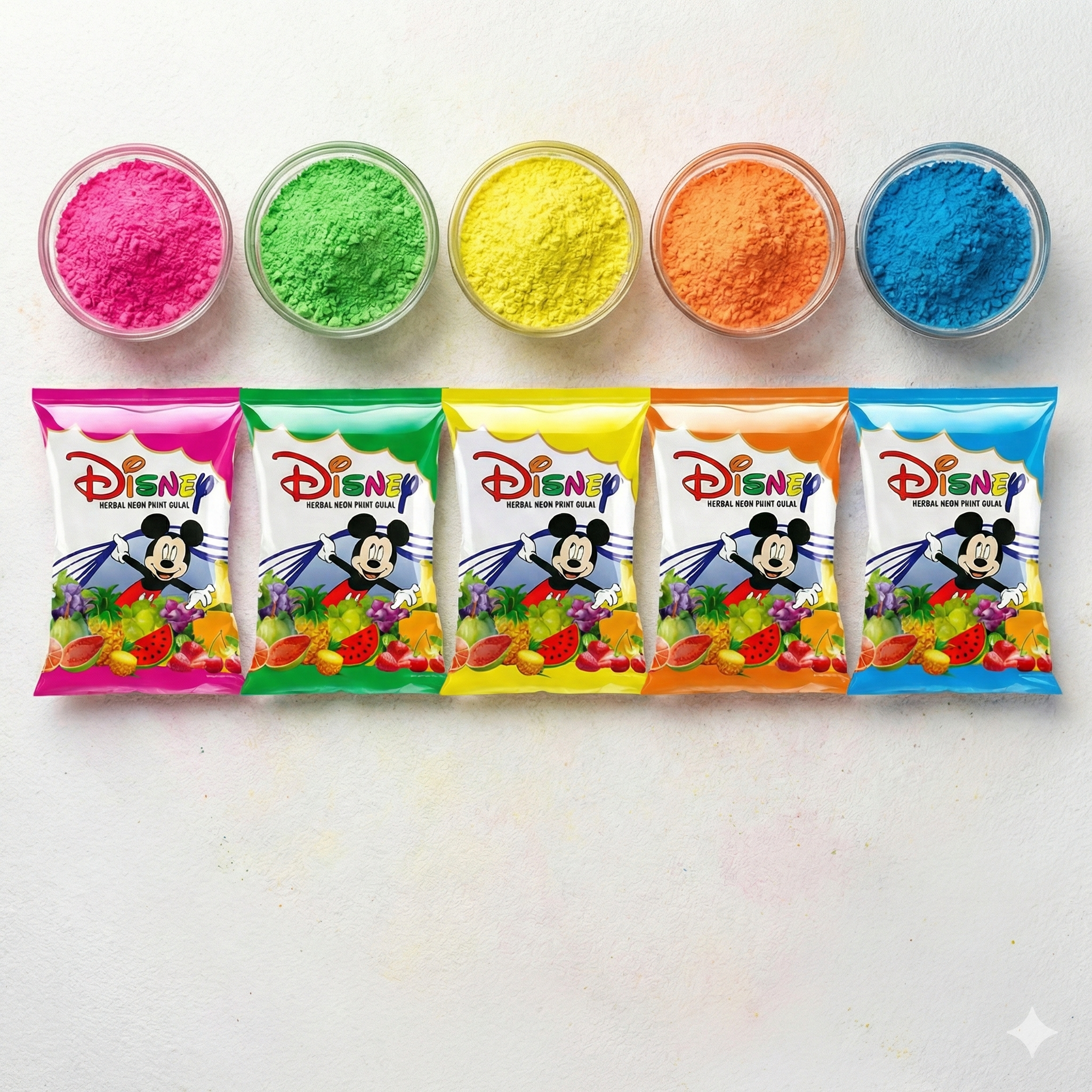 Disney Herbal Neon Fruit Organic Gulal 5 Pack Box